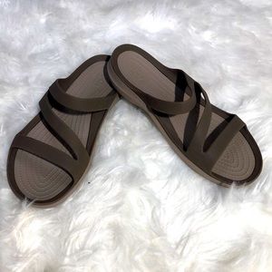 Crocs Swiftwater Taupe Slip On Slide Sandals Size 9